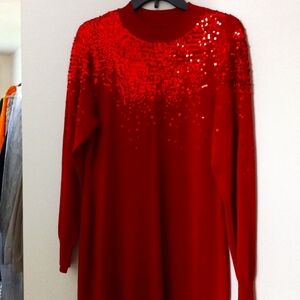 Nina Leonard red dress Midi XL. New